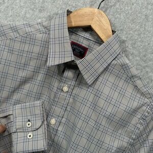 Untuckit Shirt‎ Mens Small Slim Fit Gray Plaid Levins Button Up